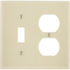 Leviton 2-Gang Plastic Single Toggle/Duplex Outlet Wall Plate, Ivory