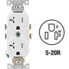 Leviton 20A White Tamper Resistant Commercial Grade 5-20R Duplex Outlet