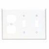 Leviton 3-Gang Plastic 2-Toggle/Duplex Outlet Wall Plate, White