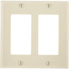 Leviton Decora 2-Gang Smooth Plastic Rocker Decorator Wall Plate, Ivory