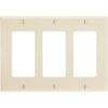 Leviton Decora 3-Gang Smooth Plastic Rocker Decorator Wall Plate, Ivory