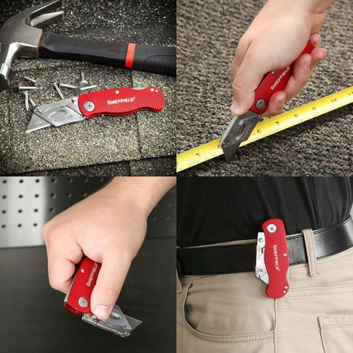 Sheffield 12614 Folding Lock Back® Utility Knife - Red