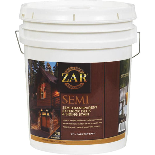 ZAR Semi-Transparent Exterior Deck & Siding Stain, Dark Tint Base, 5 Gal.
