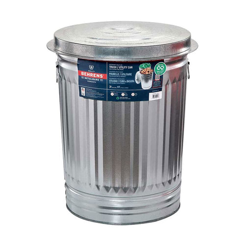 Behrens 31 Gallon Galvanized Steel Trash Can with Lid