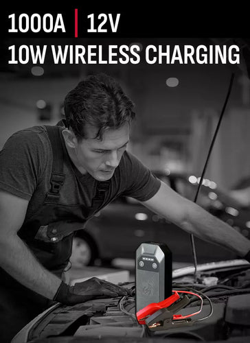 Schumacher Electric -in-1 Lithium Jump Starter and Portable Power Pack, 1000 Peak Amp 12V with Wireless Charging