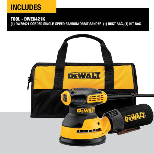 DeWalt 5-In. Single Speed Random Orbit Sander Kit - H&L Pad