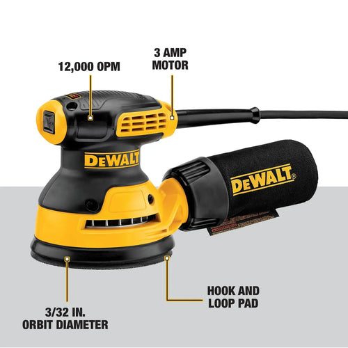 DeWalt 5-In. Single Speed Random Orbit Sander Kit - H&L Pad