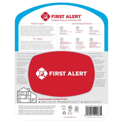First Alert Plug-In Carbon Monoxide Alarm with Battery Backup and Backlit Digital Display CO615