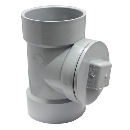 Canplas 4 PVC DWV Cleanout Tee with Threaded Plug and O-Ring, Hub x Hub x Female National Pipe Thread (FPT)