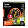 Feit Electric 12W (75W Replacement) Soft White (2700K) A19 (E26 Base) Dimmable Clear Glass Enhance LED Filament Light Bulb (2-Pack)